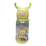 Garrafinha C/ Canudo Squeeze Infantil Alce Bebe Alça Cor Amarelo