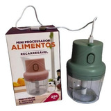 Mini Processador De Alimentos 250ml Recarregável C/ Cabo Usb Cor Verde 110v/220v