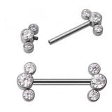 Piercing Barbell Nipple Con Zircon En Titanio Grado Implante