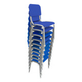 Kit 10 Cadeiras Infantil Escolar Wp Kids Empilhavel  T4 Cor Azul