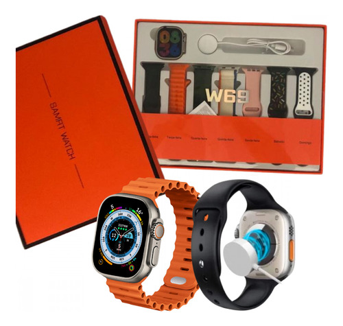 Relógio Inteligente Smartwatch 7 Pulseiras W69 Series 9 49mm