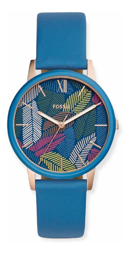 Reloj Fossil Mujer Bq3592 Azul Pulso De Cuero