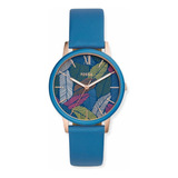 Reloj Fossil Mujer Bq3592 Azul Pulso De Cuero