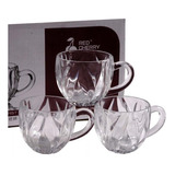 Set X6 Tazas De Te Jarro Cristal Vidrio Con Asa 200cc