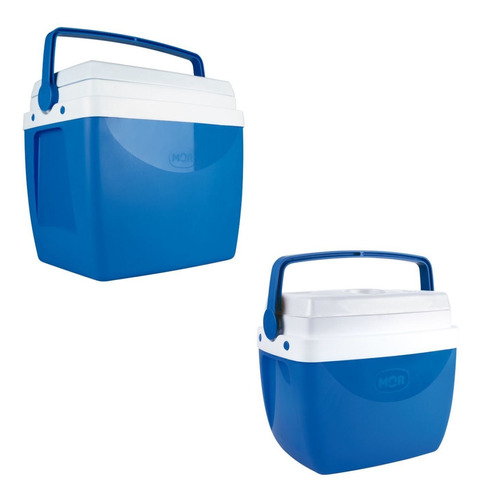 Kit Cooler Caixa Térmica 12l E 26l Com Alça Azul Mor