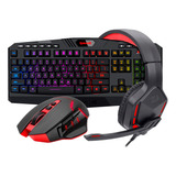 Kit  Gamer Redragon Teclado Mouse Fone De Ouvido Rgb