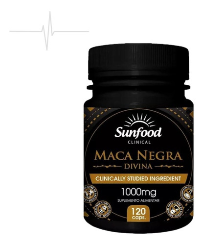 Maca Negra Peruana Divina 1000mg Sunfood 120 Cápsulas Sabor Neutro