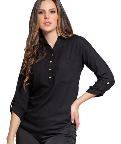 Blusa Cuello Neru Manga 3/4 Bolsillo Ritchi