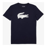 Playera Lacoste Azul Original Casual Logo Cocodrilo Blanco