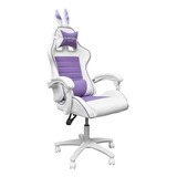 Silla Gamer Bunny Ergonómica Con Orejas Color Violeta