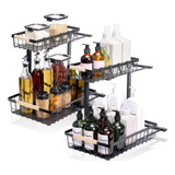 Organizador Deslizable 2 Niveles Baño Cocina Negro 2 Pack