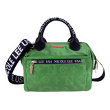 Bolsa De Mano Nicole Lee Keysha De Nylon Grabado Fw23 Color Verde