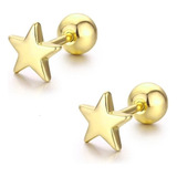 Finos Aretes Broquel Estrella Oro 14k Lam Bolita Niña Adulto