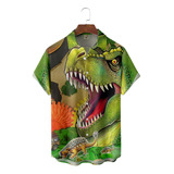 Camisa Hawaiana Unisex Con Diseño De Animal Dinosaurio, Cami