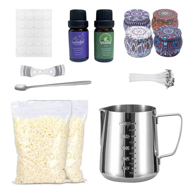 AZYAADIXX Kit Para Hacer Velas Aromáticas DIY Fabricación De Vela Decorativas Juego Para Hacer Vela Aromática Regalo De Adulto Principiante Con Cera Abeja Mecha Olla Fusión Lata Aroma Cuchara Pegatina | Meses sin interés