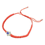 Pulsera Ojo Turco En Mano De Fatima. Tejida Hijo Rojo Protec