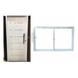 Combo Puerta Doble Chapa Blanca + Ventana Aluminio 150x110