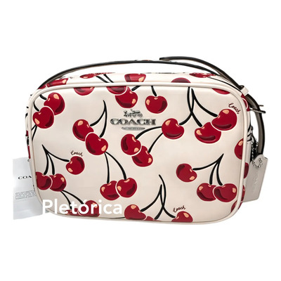 Bolsa Crossbody Coach Crossbody Cherry Color Blanco Con Estampado De Cerezas Liso Níquel