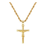 Collar Crucifijo 18k Oro Con Cadena De 22  Para Hombre Mujer