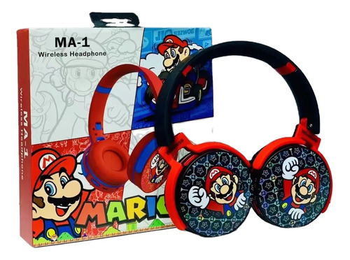 Fone Ouvido Bluetooth 5.0 Headphone Sem Fio Mario Infantil 