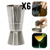 X6 Medidor Doble Tragos Jigger 20/40ml Acero Inox Coctelera 