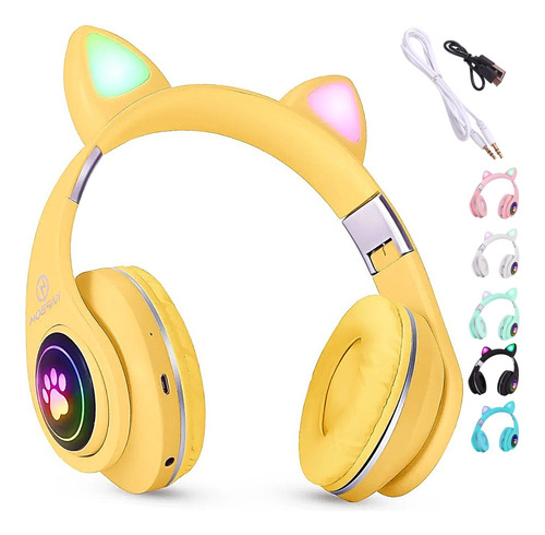 Fone Gatinho Bluetooth Led Infantil Com Microfone Original