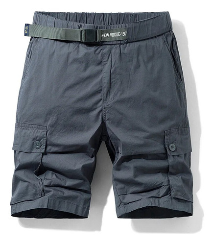 Pantalones Cortos Tipo Cargo Militar Con Cintura Elástica Y
