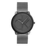 Reloj De Pulsera De Malla Y Acero Gris Con Baño Iónico De Cu