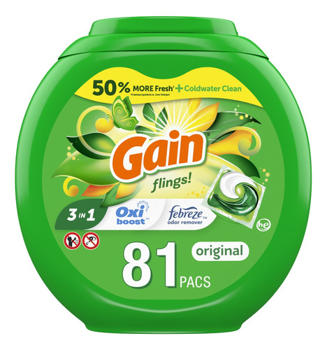 Detergente De Ropa En Cápsulas Gain Flings Original 81 Pacs