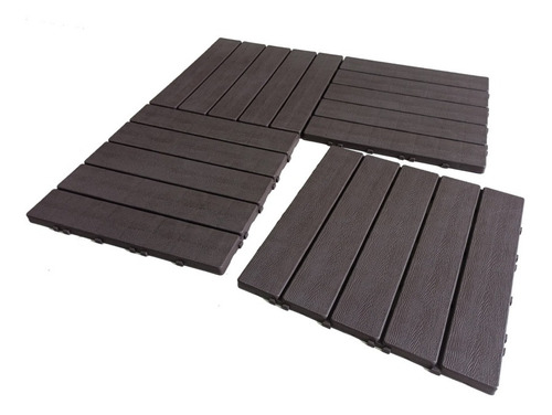 Kit 12 Decks Madeira Plástico Encaixe Modular Piscina Sacada