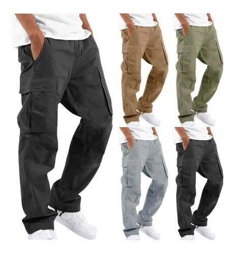 Overol Hombre Pantalones Casuales Multibolsillos Con Cordón