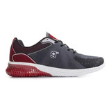 Zapatilla Sneakers Hombre Gummi Jogging Gris/rojo Deportivas