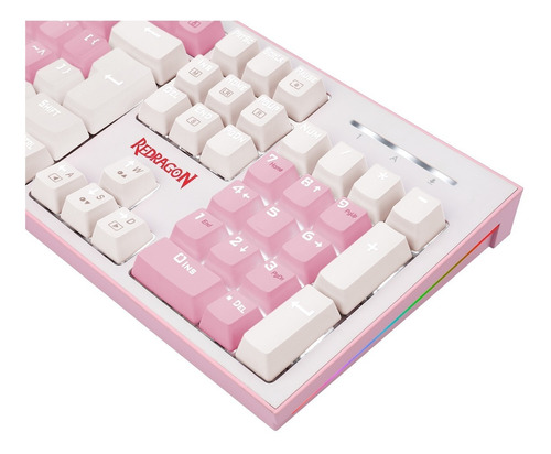 Teclado Mecanico Gamer Hades Rosa E Branco Sw Azul Branco 