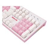 Teclado Mecanico Gamer Hades Rosa E Branco Sw Azul Branco 