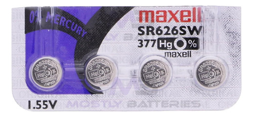 Maxell 377 Sr626sw - Pilas De Oxido De Plata  4 Baterias 