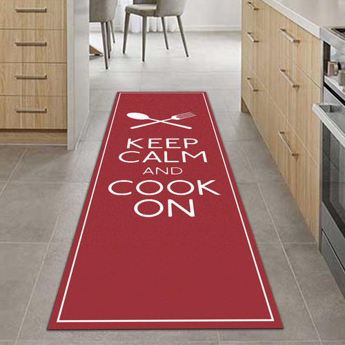 Tapete De Cozinha Keep Calm And Cook On 120x40 Antiderrapant