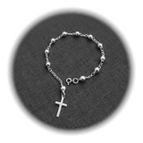 Pulsera Religiosa Denario En Plata 925 5mm Ancho De Esferas