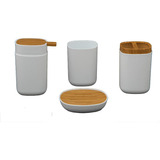 Set De Baño 4p Jabonera + Dispenser + Porta Cepillo + Vaso