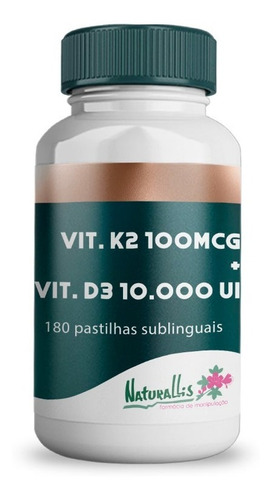 Vitamina K2 100 Mcg + Vitamina D3 10.000 Ui 180 Sublinguais