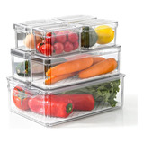 Set De 7 Organizadores De Refrigerador Apilables Con Tapas 