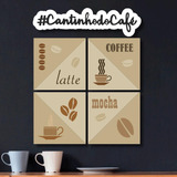 Kit 5 Placas Decorativas Cantinho Do Café Cozinha Coffee