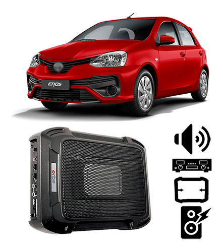 Caixa Slim Toyota Etios 2012 A 2021 350w Rms Amplificada