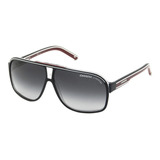 Óculos De Sol Carrera Grand Prix 2 Armação De Acetato Cor Preto/vermelho, Lente Cinza De Plástico Degradada, Haste Preto/vermelho/branco De Acetato