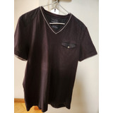 Remera Calvin Klein Original Manga Corta Negra T M Escote V