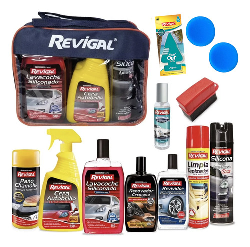 Kit De Lavado Revigal Bolso Mas 12 Productos Con Microfibras