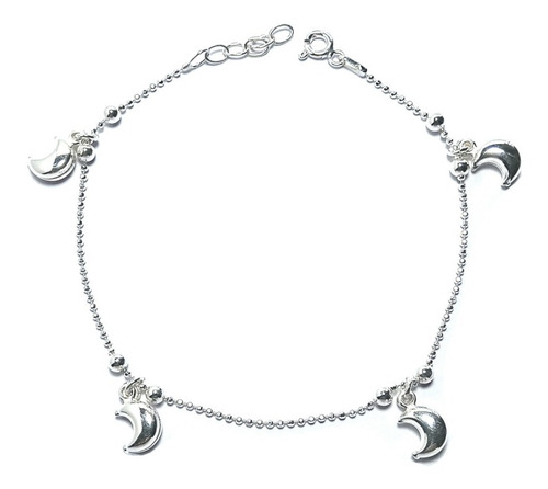 Pulsera Lunas Bolitas Plata Fina 925