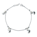 Pulsera Lunas Bolitas Plata Fina 925