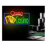 Letrero Led Neon Open Abierto Casino Azar Ancho70cm Luminoso