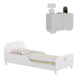 Cama Infantil E Mesa Cabeceira 2 Portas Multimóveis Mp4171 Cor Branco