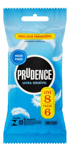 Preservativo Masculino Lubrificado Ultra Sensível Prudence 8 Unidades